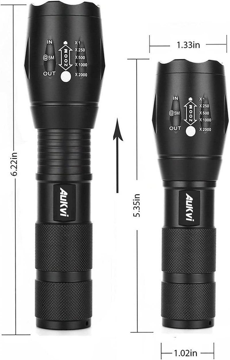 AuKvi 3-Color-Light Flashlight Tactical Flashlight with Red Green Filter Zoom 2000 lumens 5 Modes Waterproof Flashlight - Image 4
